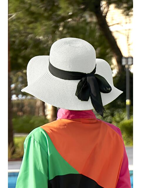 Remsa Mayo Kurdele Detaylı Hasır Şapka Beyaz RŞ-48 - S000217320-20063