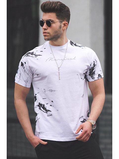 Madmext Beyaz Over Fit Erkek %100 Pamuk Tişört 5207 - S000016112-20063