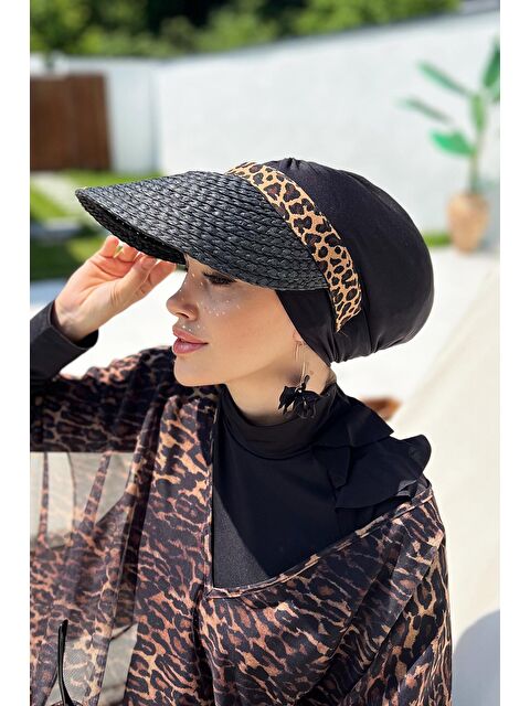 Remsa Mayo Vizör Örgü Hasır Şapka Güneş Koruyucu Siperlik RŞ-101 Siyah Leopar - S000216613-19351