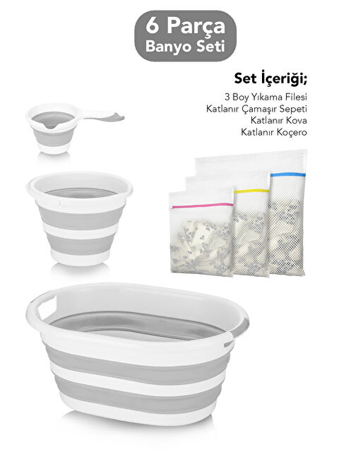 Meleni Home 6'lı Katlanır Çamaşır Sepeti