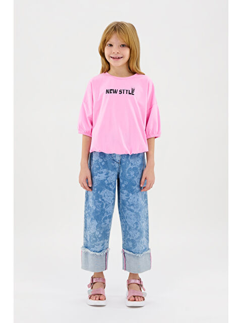 Panço Kız Çocuk Baskı Detaylı Pembe Tişört - S000269643-20024