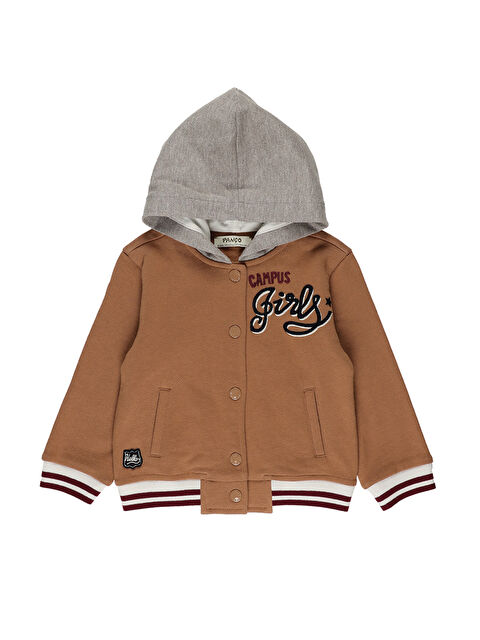 Panço Kız Bebek Kapüşonlu Camel Örme Ceket - S000260732-4557
