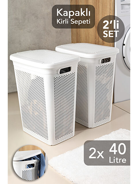Meleni Home 2'li Kirli Çamaşır Sepeti Seti 40 l