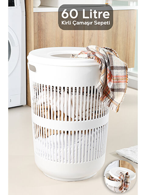 Meleni Home Kapaklı Kirli Çamaşır Sepeti 60 l