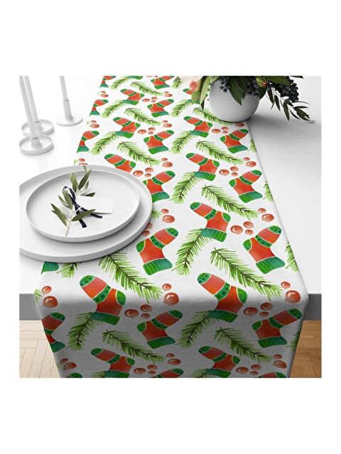 Evmila Yılbaşı Özel Çorap Desenli Runner 40x140 cm - S000085494-23173