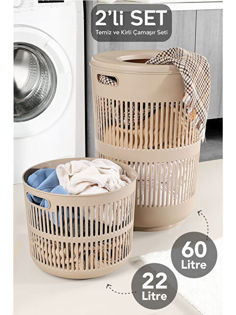 Meleni Home 2'li Kirli Solara Çamaşır Sepeti Seti