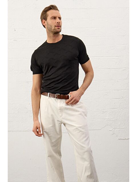 Danger Erkek Bisiklet Yaka Slim-Fit Yazlık Triko TişörtSiyah - S000165267-19351