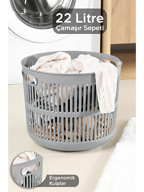 Meleni Home Solara Yuvarlak Çamaşır Sepeti 22 l