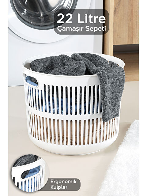 Meleni Home Solara Yuvarlak Çamaşır Sepeti 22 l