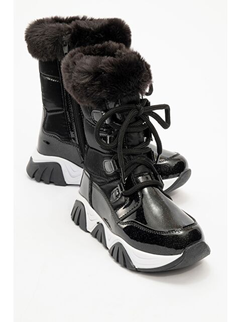 Mnpc Kız Çocuk Siyah Simli Rugan Deri Suya Dayanıklı Günlük Bot - S000446426-19351