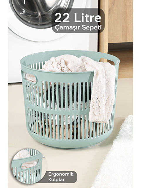 Meleni Home Solara Yuvarlak Çamaşır Sepeti 22 l