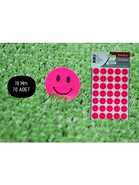 Tanex TNX-329 Flo Daire  Pembe  Gülen  Etiketi 19 Mm 70 Adet - S000079973-20024