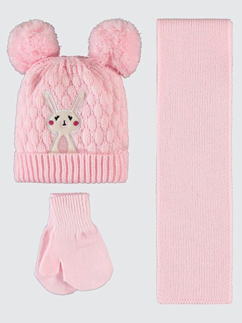 Civil Baby 6-24 Ay Atkı Bere Eldiven Set - Pembe Standart - S000277482-20020