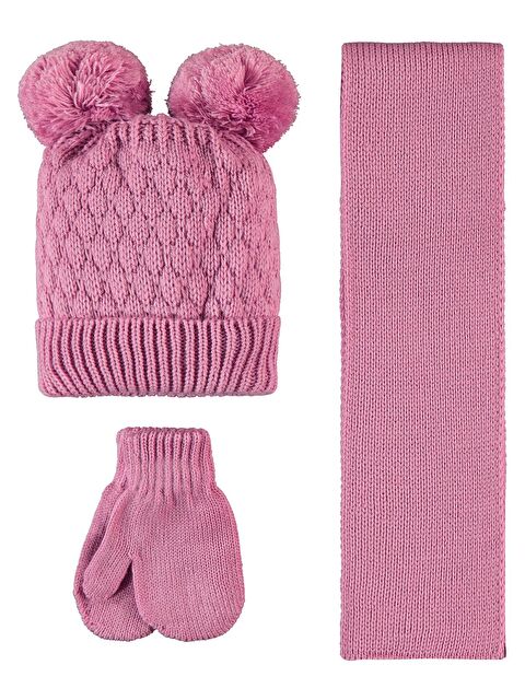 Civil Baby 6-24 Ay Atkı Bere Eldiven Set - Pembe Standart - S000277475-20028