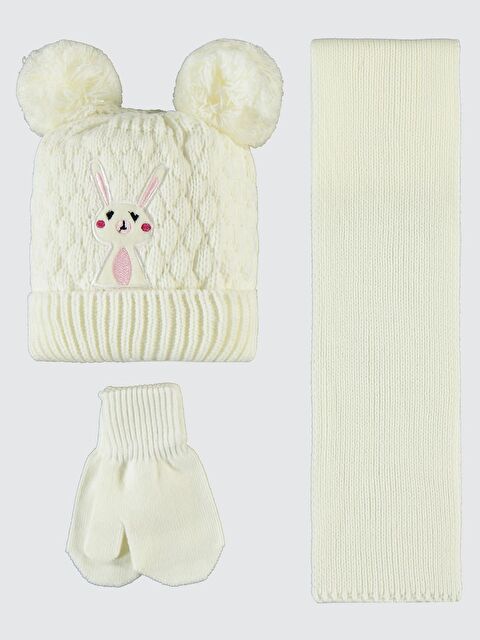 Civil Baby 6-24 Ay Atkı Bere Eldiven Set - Ekru Standart - S000277482-19965