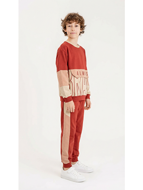 Mışıl Kids Always Brave Baskılı Kanguru Cep Detay Bisiklet Yaka Alt Üst Erkek Çocuk Eşofman Takımı - S000282069-20045