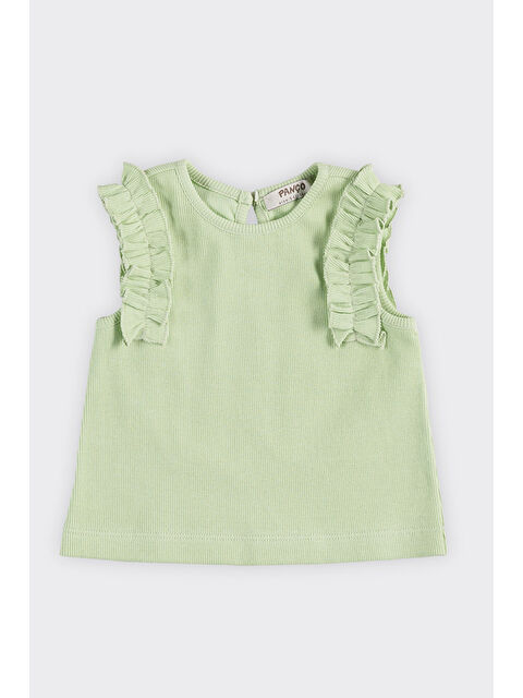 Panço Kız Çocuk Kolları Fırfır Detaylı Atlet - S000259466-1180