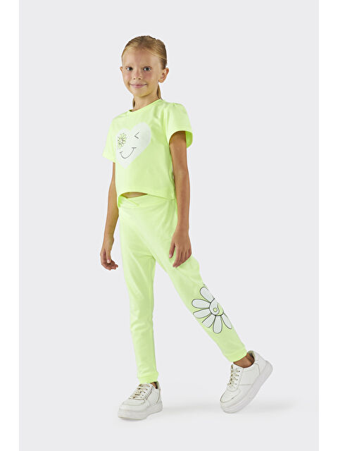 Panço Kız Çocuk Baskı Detaylı Sarı Tişört - S000250901-20072