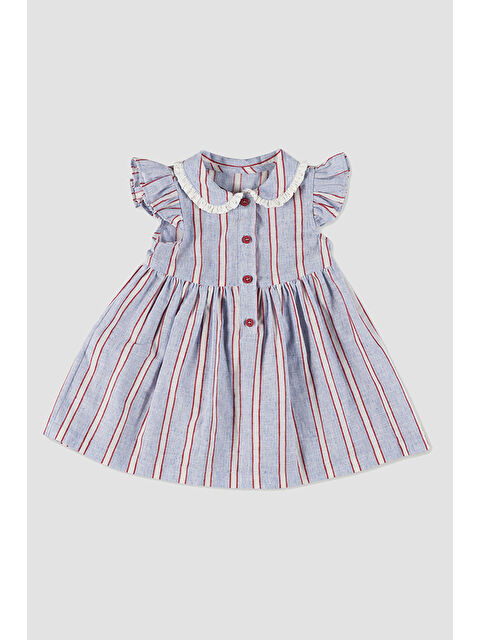 Panço Kız Bebek Çizgi Desenli Mavi Elbise - S000256837-17234