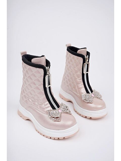 Muggo PONNY Tırtıklı Kaymaz Taban Önü Fermuarlı ve Fiyonklu Çocuk Kışlık Bot - S000293291-23490