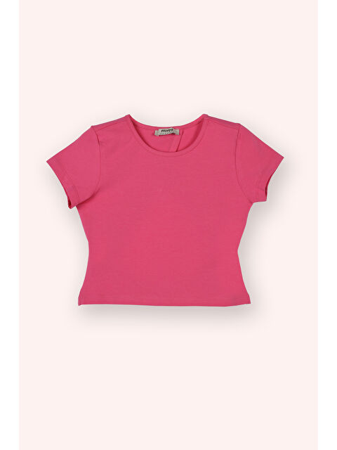 Panço Kız Çocuk Arkası Pencere Detaylı Fuşya Tişört - S000249852-18686