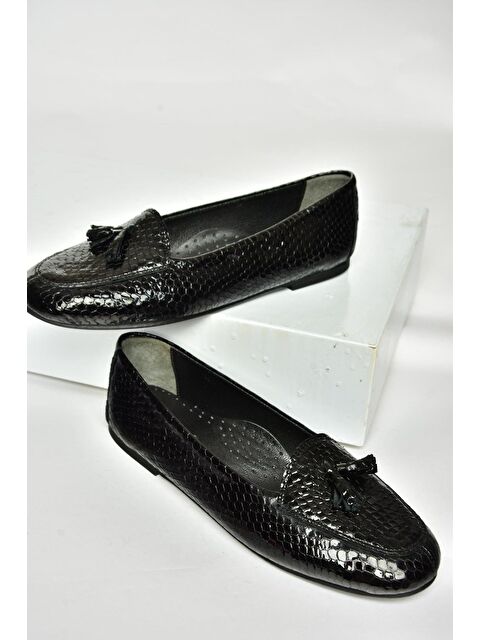 Fox Shoes R6670012 Siyah Baskı Kadın Babet - S000082948-6381