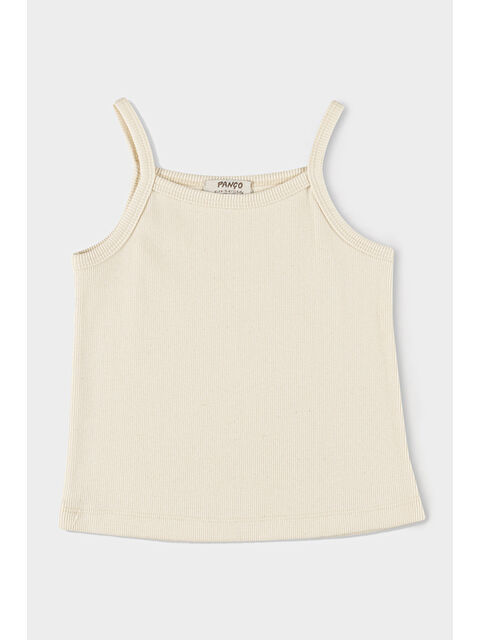 Panço Kız Çocuk Fitilli Dokulu Askılı Bej Atlet - S000245746-19928