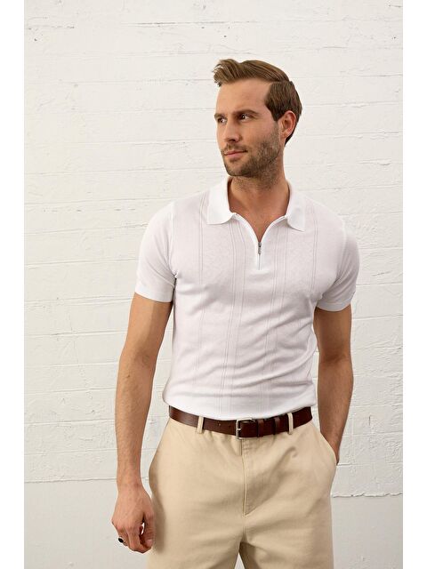 Danger Erkek Fermuarlı Slim-Fit Yazlık Triko Tişört - S000165264-20063