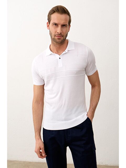 Danger Erkek Çizgi Desenli Slim-Fit Kalıp Yazlık Triko Tişört - S000167893-20063