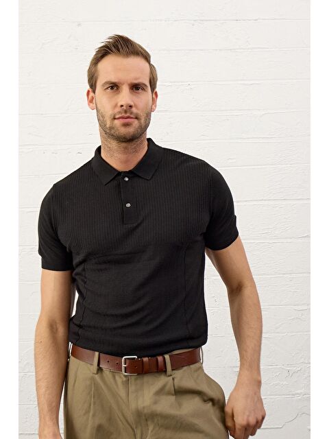 Danger Erkek Slim-Fit Yazlık Triko Tişört Siyah - S000167894-19351