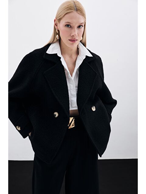 SATEEN Buklet Kısa Kaban - Siyah - S000323994-19351