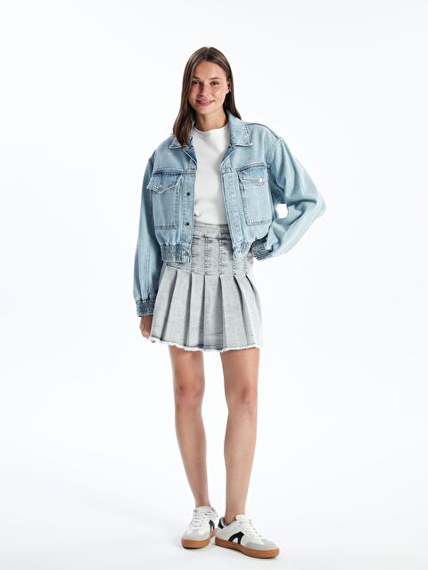 KOOR Kadın Gri Denim Etek Bg11