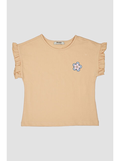 Panço Kız Çocuk Baskı Detaylı Somon Tişört - S000269494-24085