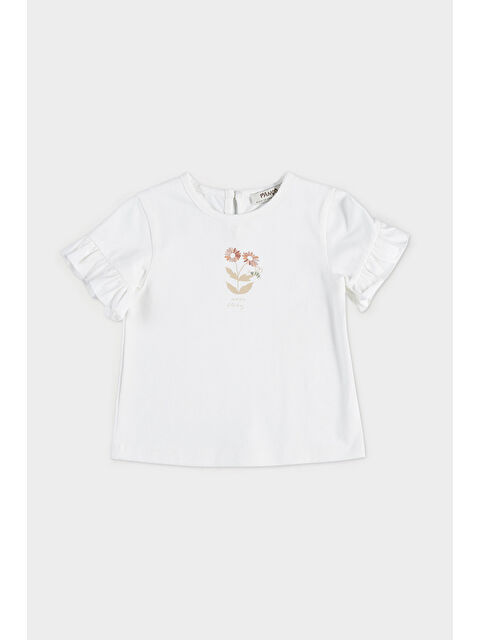 Panço Kız Bebek Baskı Detaylı Ekru Tişört - S000269594-19965