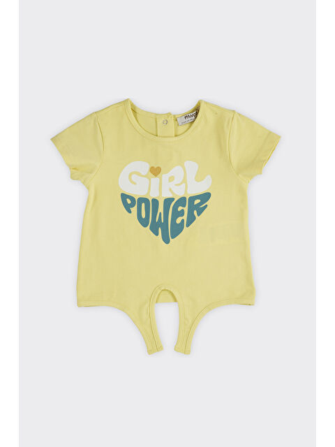 Panço Kız Bebek Beli Bağlamalı Sarı Tişört - S000253362-20072