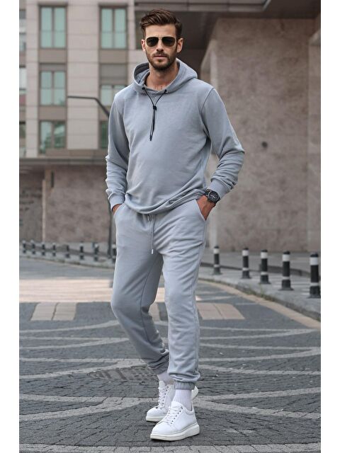 Madmext Boyalı Gri kapüşonlu Basic Eşofman Takımı 5908 - S000031625-22875