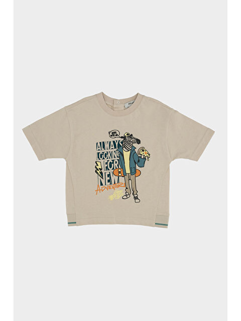 Panço Erkek Bebek Baskılı Bej Tişört - S000269810-19928