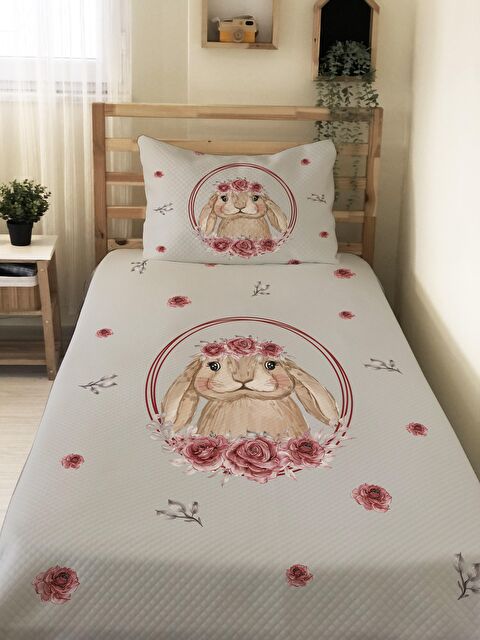 Evmila Tavşan Desen Tek Kişilik Çocuk Pike Takımı - S000032398-23173