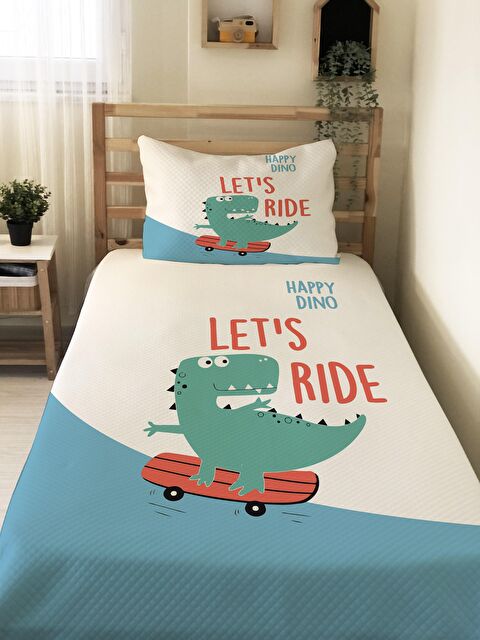 Evmila Dinozor Desen Tek Kişilik Çocuk Pike Takımı - S000032396-23173