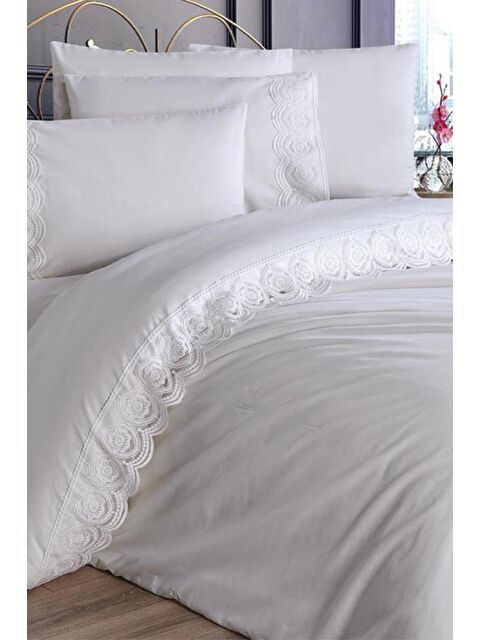 Çeyiz Diyarı Fransız Dantelli Ceylin Çeyizlik Nevresim Takımı Krem - S000485641-23173