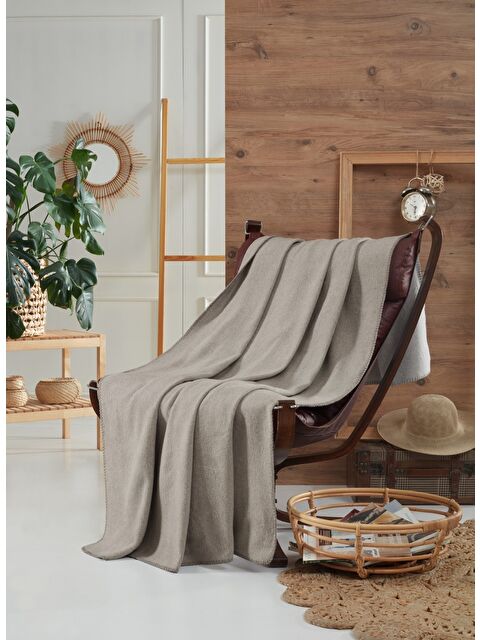 Aksu Brighton Collection Pamuklu TV Battaniye 130x170 Gri - S000123525-20600