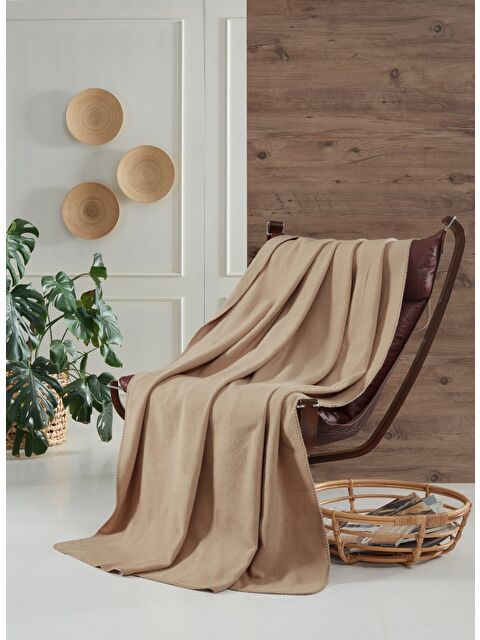 Aksu Brighton Collection Pamuklu TV Battaniye 130x170 Bej - S000123530-19928