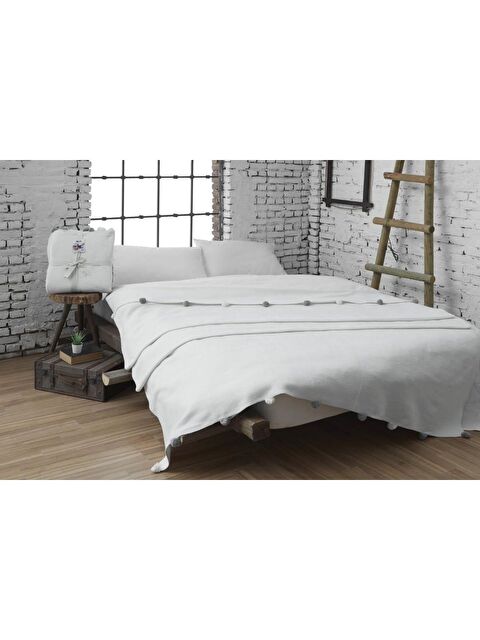 Dolce Bonita Home Tek Kişilik Ponponlu Pike Battaniye 150x200 Krem - S000115232-19966