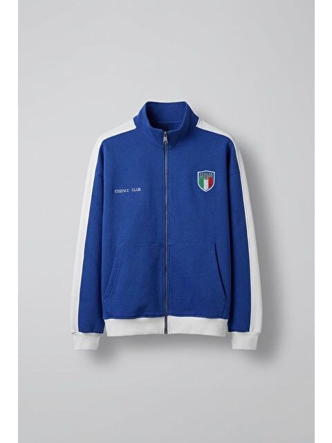 Abluka Online Erkek Fermuarlı Spor Relaxed Sweatshirt Saks Mavi - S000491215-17234