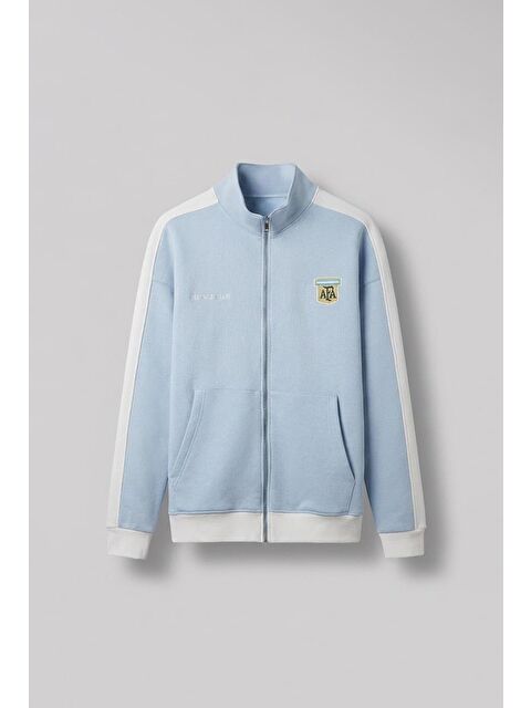 Abluka Online Erkek Fermuarlı Spor Relaxed Sweatshirt Açık Mavi - S000491215-17437