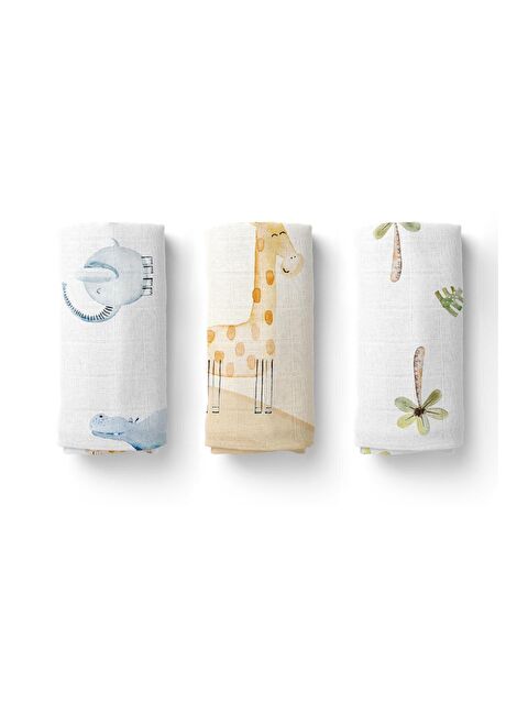 Casadora Baby Safari 100% Pamuk Müslin Örtü Seti- (70x70 cm 3'lü) - S000064591-37243