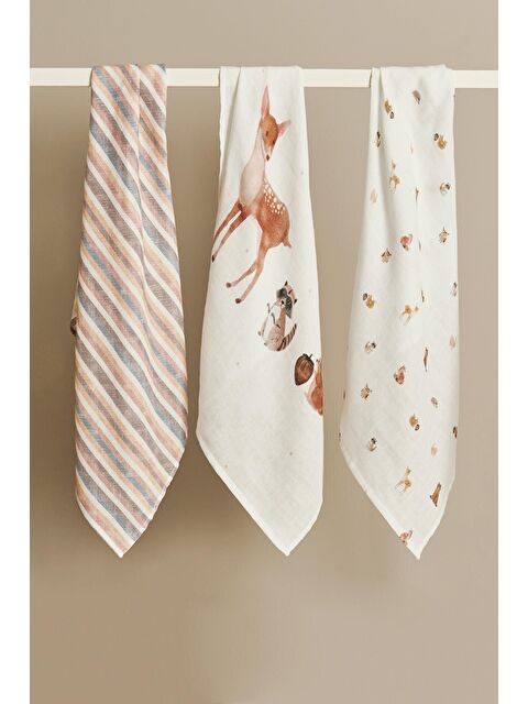 Casadora Baby Forest Amigos %100 Pamuk Müslin Örtü Seti - (70x70 cm 3'lü) - S000064593-37243