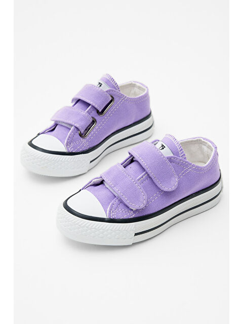 TONNY BLACK Çocuk Unisex Lila Kauçuk Taban Keten Cırtlı Spor Ayakkabı - S000158346-17878
