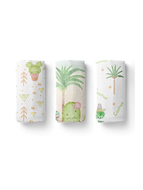 Casadora Baby Cactus 100% Pamuk Müslin Örtü Seti- (70x70cm 3'lü) - S000064594-37243