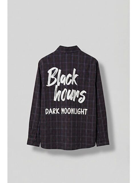 Abluka Online Erkek Oversize Ekose Baskılı %100 Pamuk Gömlek Antrasit - S000365692-29666